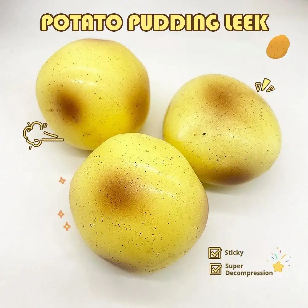 Squishy Fluid Fidget Potato Toy- Slow Rising Sensory Squeeze Toy for Stress & Anxiety Relief, Cute Fake Food Desk Toy, Novelty