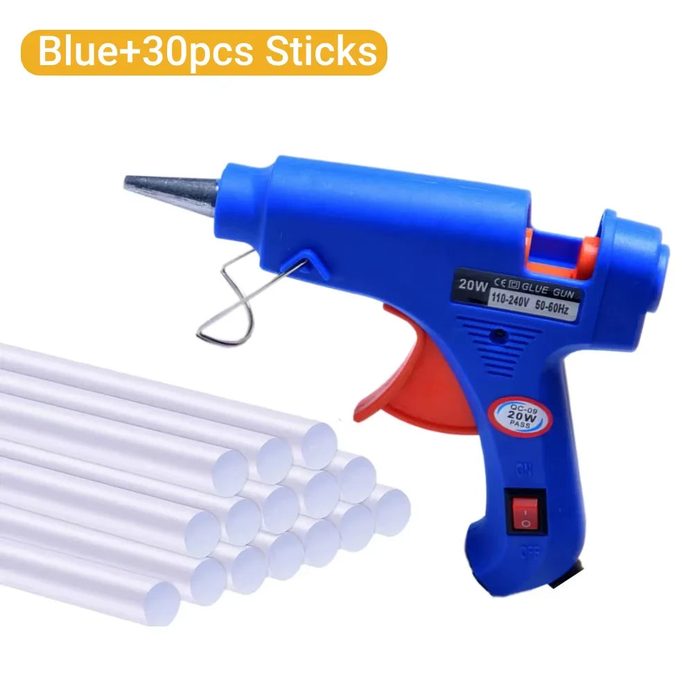 20W Mini Hot Melt Glue Gun - DIY Craft Glue Gun Kit with 7mm Glue Sticks