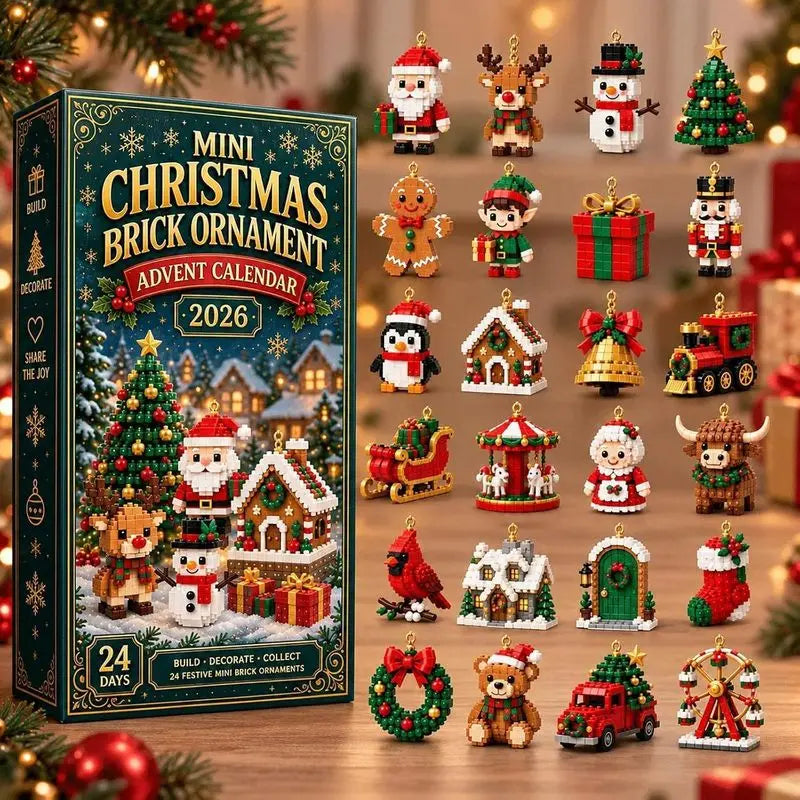 Christmas Advent Calendar 24 Days Mini Brick Ornaments DIY Building Blocks Countdown Gift Box Xmas Home Decor
