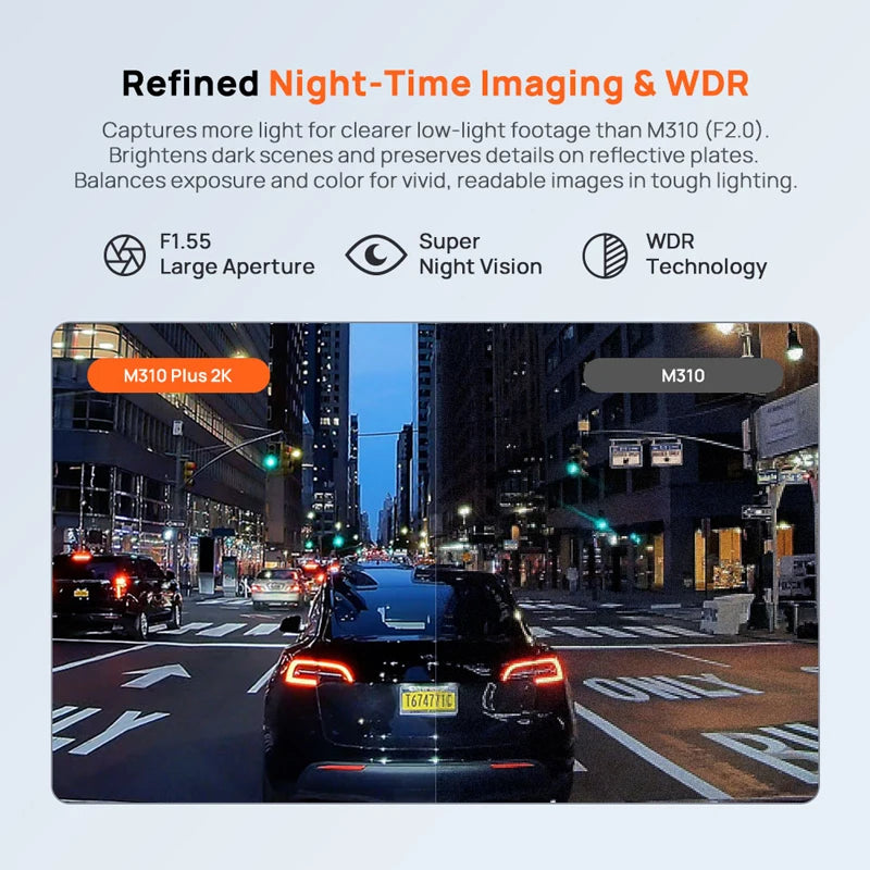 70mai M310 Plus 2K Dash Cam – 143-Degree Wide Angle