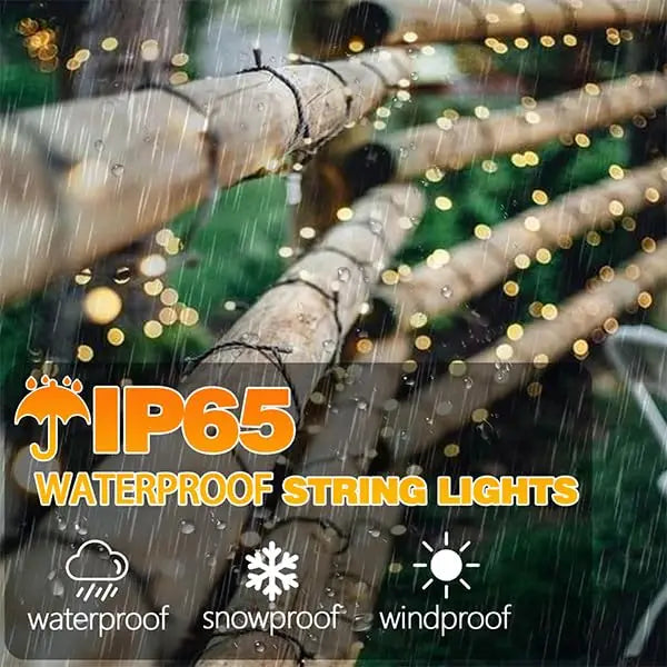 Solar Outdoor Fairy String Lights – IP65 Waterproof with 8 Modes & Memory Function