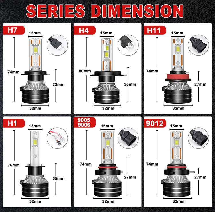 Canbus LED Headlight Bulbs 30000LM – Multi-Socket