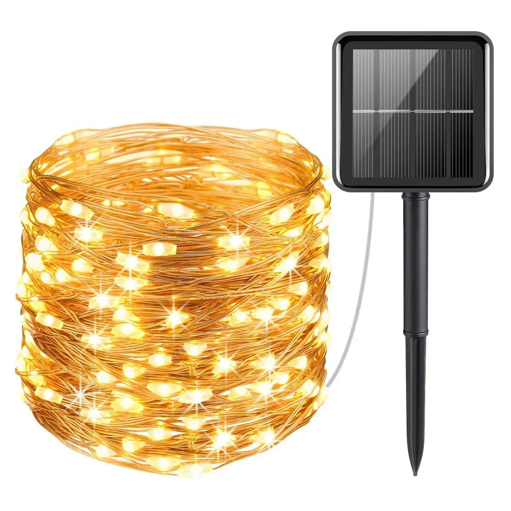 Solar-Powered LED Fairy String Lights – IP65 Waterproof for Garden & Patio
