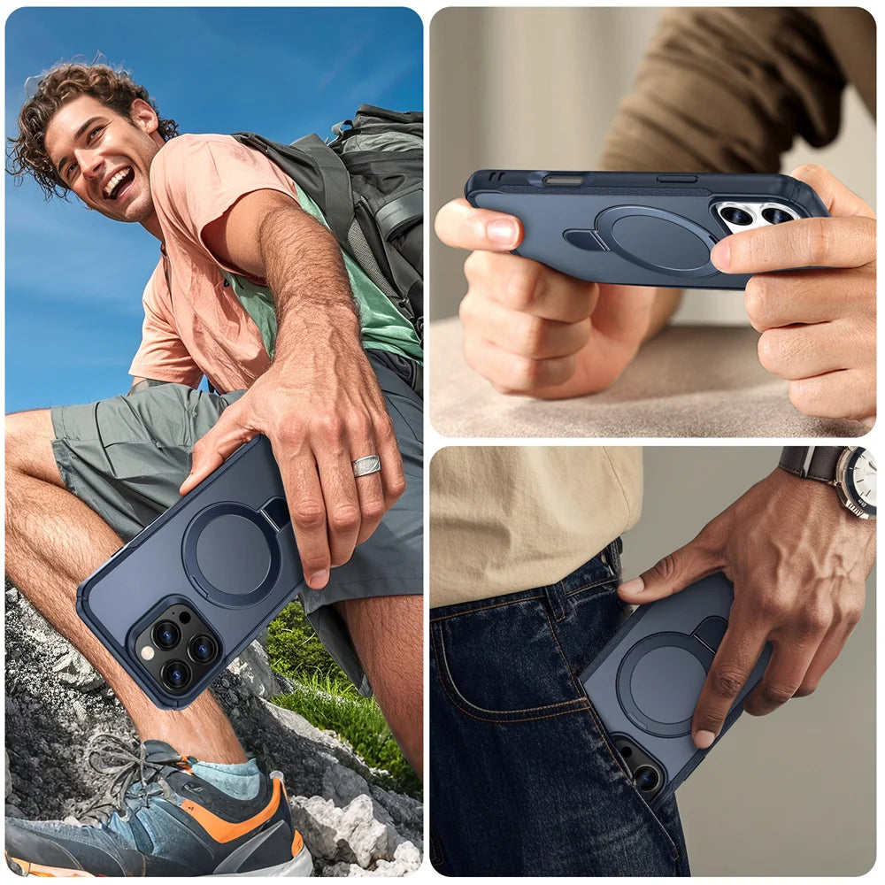 Magnetic Phone Case with Fold-Out Stand for MagSafe