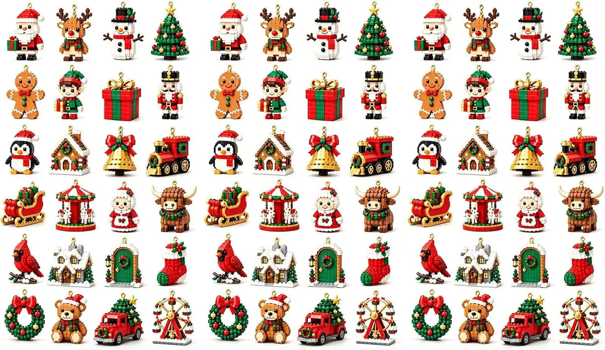 Christmas Advent Calendar 24 Days Mini Brick Ornaments DIY Building Blocks Countdown Gift Box Xmas Home Decor