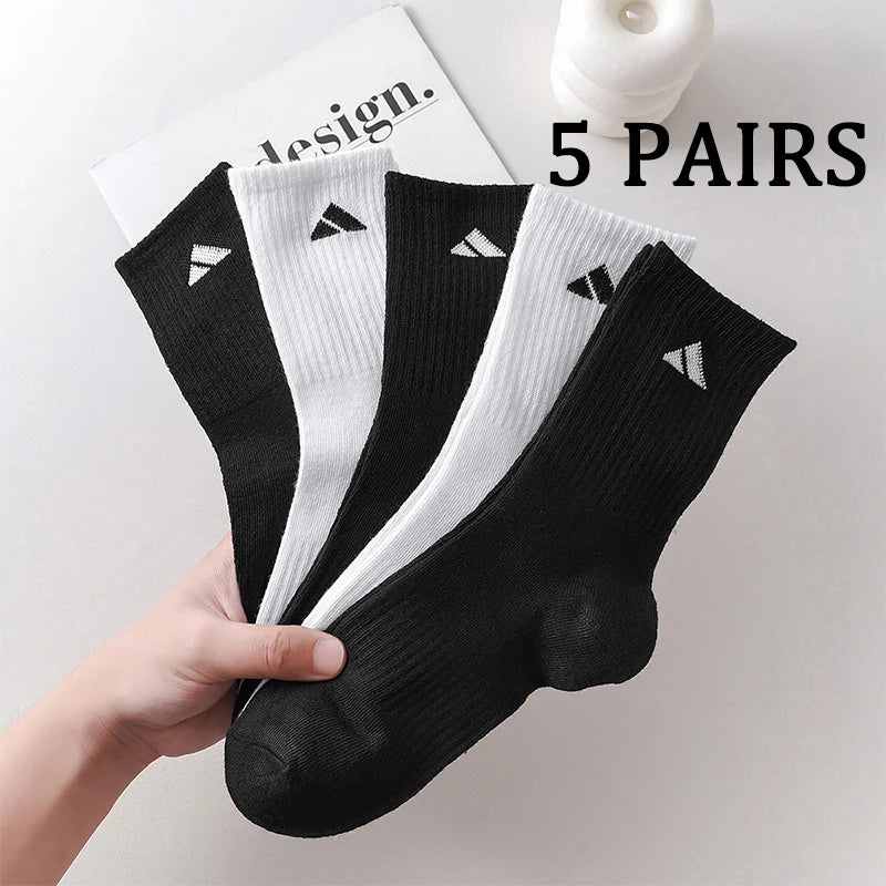 5 Pairs Patterned Crew Socks