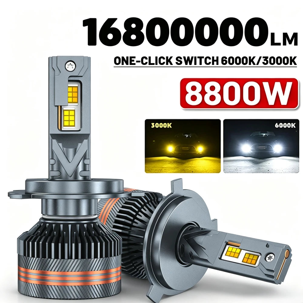 Dual-Color LED Headlight Bulbs 6000K/3000K
