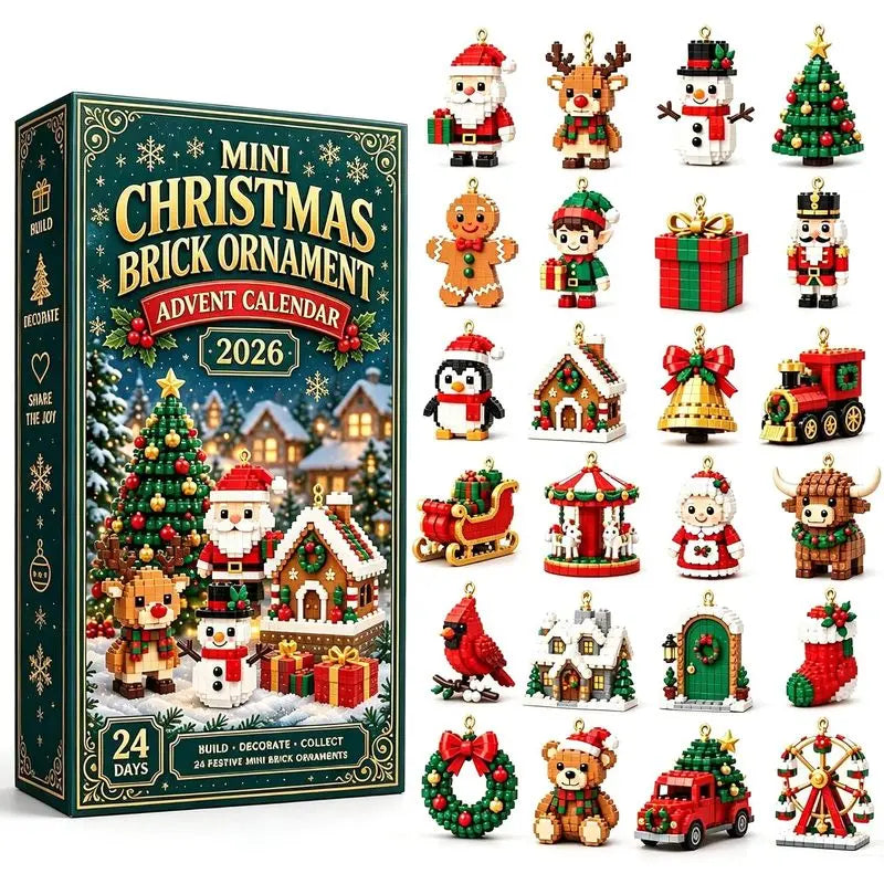 Christmas Advent Calendar 24 Days Mini Brick Ornaments DIY Building Blocks Countdown Gift Box Xmas Home Decor