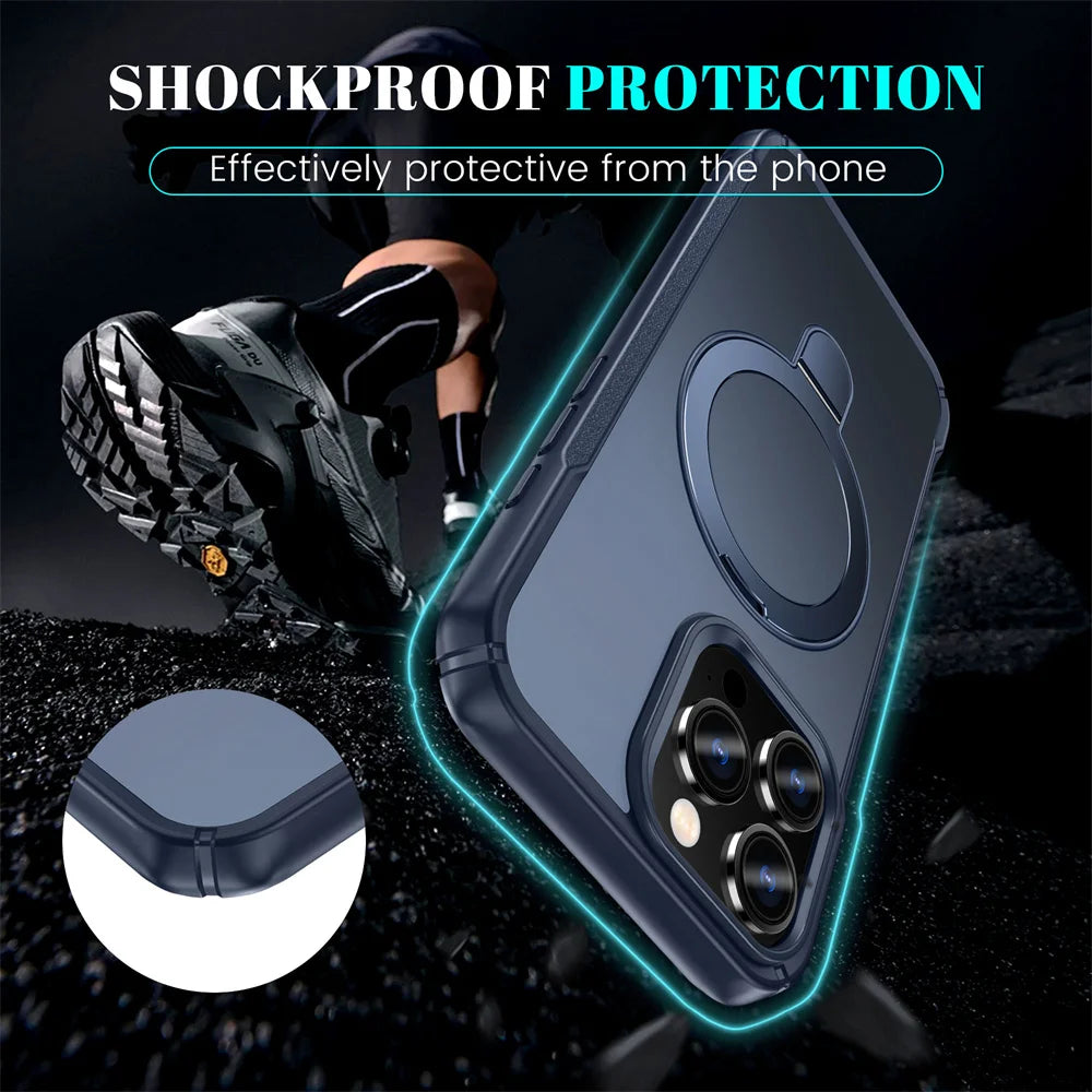 Magnetic Phone Case with Fold-Out Stand for MagSafe