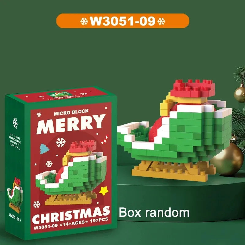 Christmas Gifts Micro Building Block Series Santa Claus Reindeer Puzzle Assembling Bricks Table Decoration Toys Kids