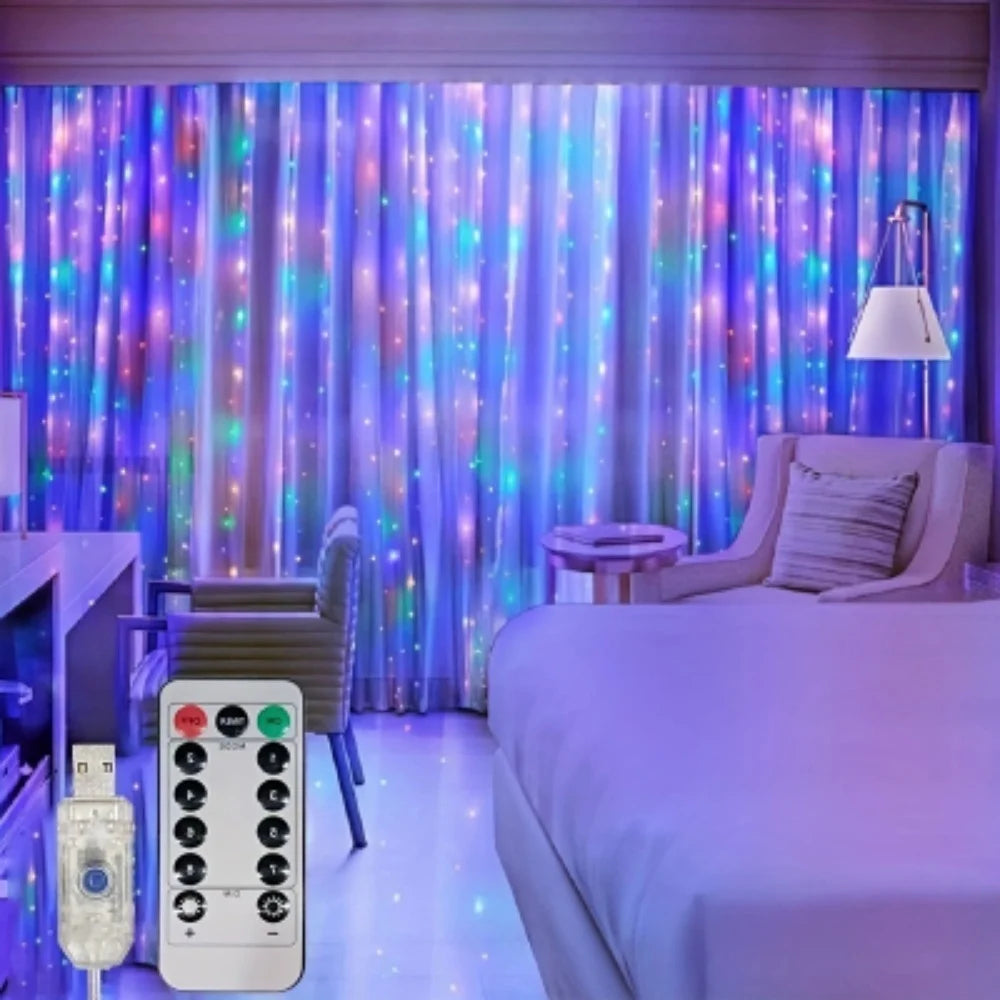 LED Curtain String Lights with Remote – USB Fairy Garland for Wedding & Christmas Decor
