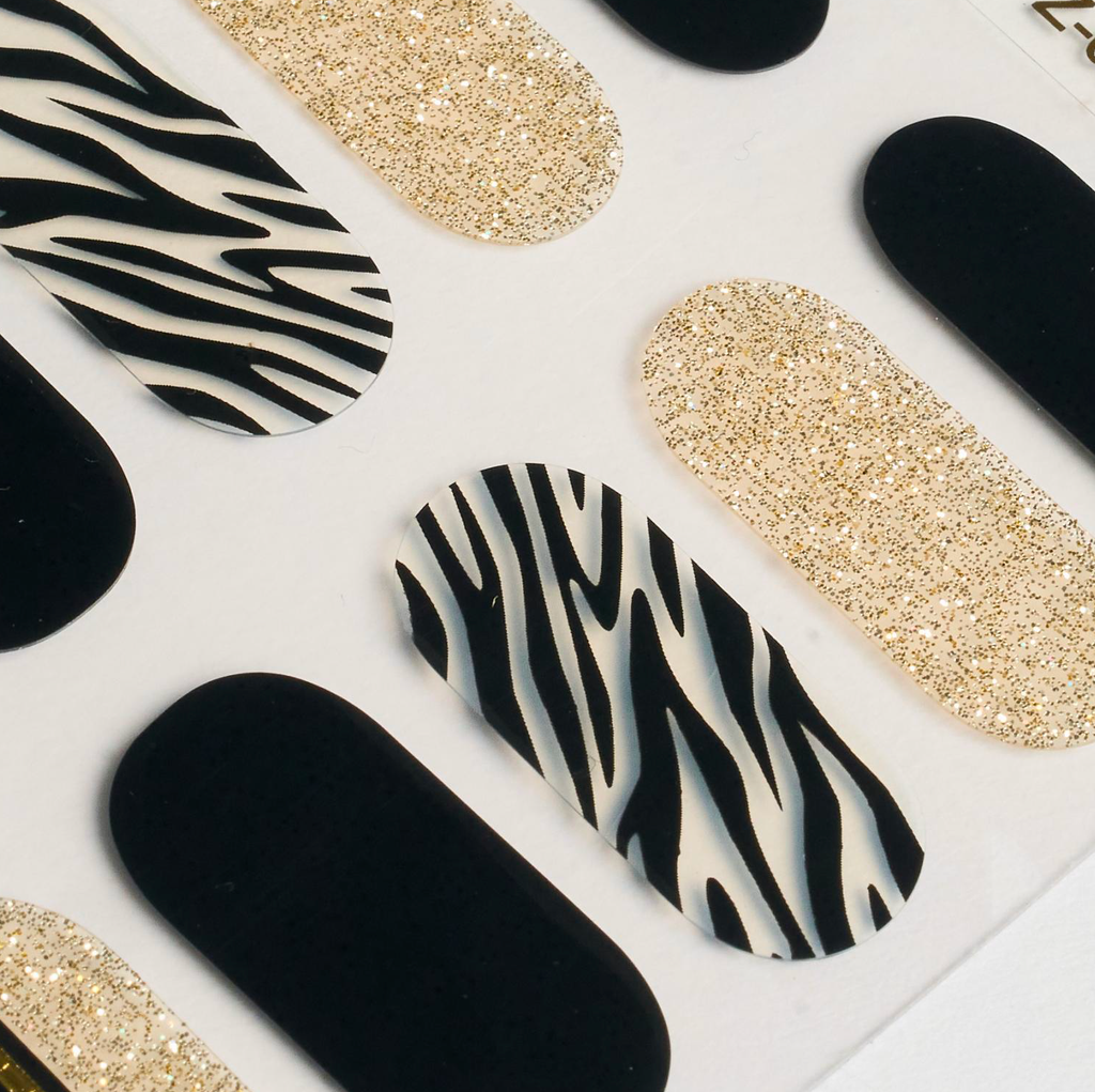 Stripes and Gold Gel Nails