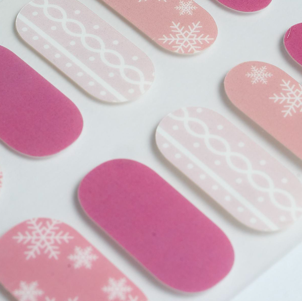 Pink Snow Gel Nails